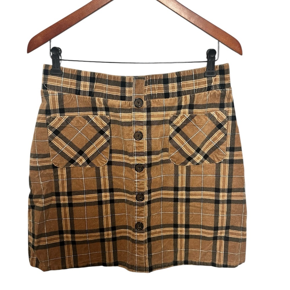 Torrid 00 Brown Plaid Mini Skirt Stretch M